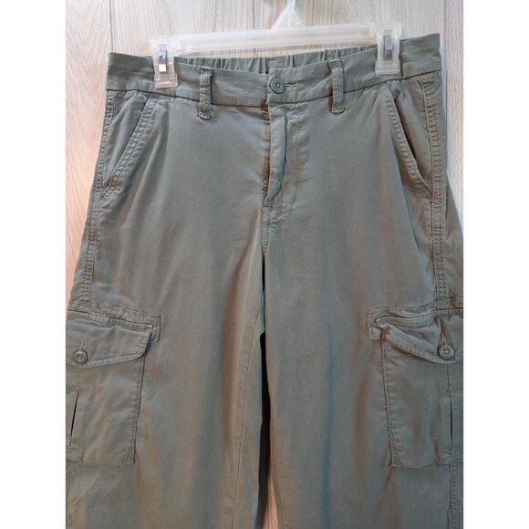 American Eagle Olive Green Cargo Pants Mid-Rise Baggy Wide Leg Stretch Casual 4 - Picture 2 of 11